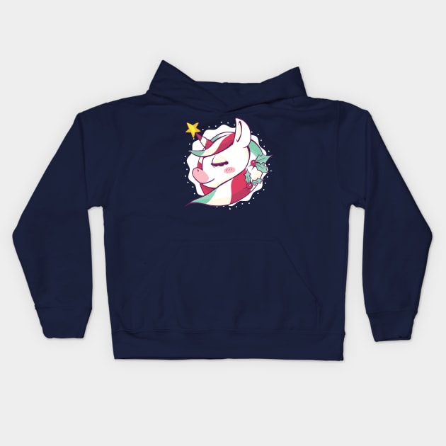 Cute Christmas Unicorn Kids Hoodie by LR_Collections